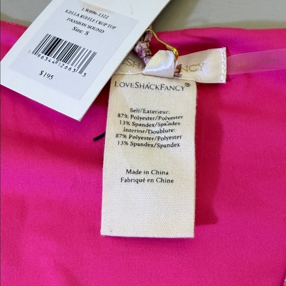 LoveShackFancy Kiella Ruffle Crop Top Passion Sound NWT Size Small - Picture 4 of 8
